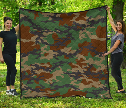 Green And Brown Camouflage Print Quilt