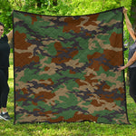 Green And Brown Camouflage Print Quilt