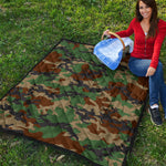 Green And Brown Camouflage Print Quilt