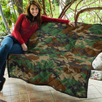 Green And Brown Camouflage Print Quilt