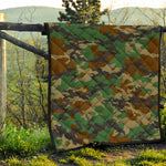 Green And Brown Camouflage Print Quilt