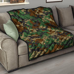 Green And Brown Camouflage Print Quilt