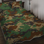Green And Brown Camouflage Print Quilt Bed Set