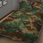Green And Brown Camouflage Print Quilt Bed Set