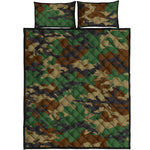 Green And Brown Camouflage Print Quilt Bed Set