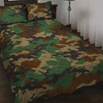 Green And Brown Camouflage Print Quilt Bed Set