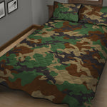 Green And Brown Camouflage Print Quilt Bed Set