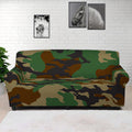 Green And Brown Camouflage Print Sofa Cover