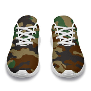 Green And Brown Camouflage Print Sport Shoes GearFrost