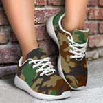 Green And Brown Camouflage Print Sport Shoes GearFrost