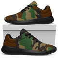 Green And Brown Camouflage Print Walking Shoes