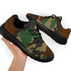 Green And Brown Camouflage Print Sport Shoes GearFrost