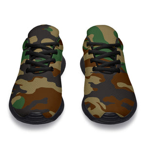 Green And Brown Camouflage Print Sport Shoes GearFrost