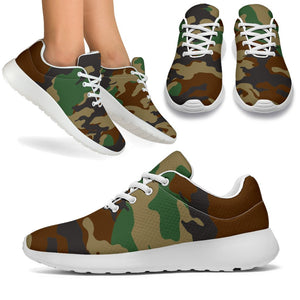 Green And Brown Camouflage Print Sport Shoes GearFrost