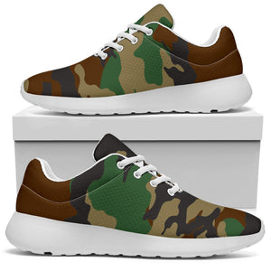 Green And Brown Camouflage Print Sport Shoes GearFrost