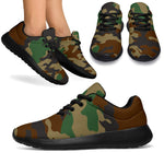 Green And Brown Camouflage Print Sport Shoes GearFrost