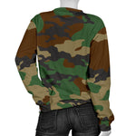 Green And Brown Camouflage Print Women's Crewneck Sweatshirt GearFrost