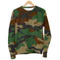 Green And Brown Camouflage Print Women's Crewneck Sweatshirt