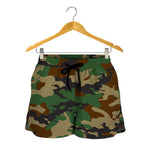 Green And Brown Camouflage Print Women's Shorts
