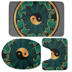 Green And Gold Chinese Zodiac Print 3 Piece Bath Mat Set