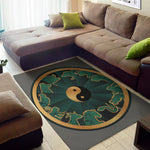 Green And Gold Chinese Zodiac Print Area Rug