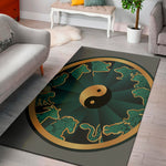 Green And Gold Chinese Zodiac Print Area Rug