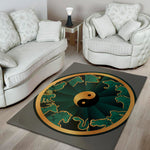 Green And Gold Chinese Zodiac Print Area Rug