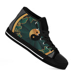 Green And Gold Chinese Zodiac Print Black High Top Shoes