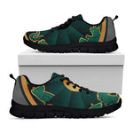 Green And Gold Chinese Zodiac Print Black Sneakers