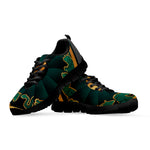 Green And Gold Chinese Zodiac Print Black Sneakers