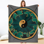 Green And Gold Chinese Zodiac Print Blanket