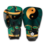 Green And Gold Chinese Zodiac Print Boxing Gloves