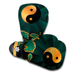 Green And Gold Chinese Zodiac Print Boxing Gloves