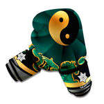 Green And Gold Chinese Zodiac Print Boxing Gloves