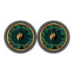 Green And Gold Chinese Zodiac Print Car Coasters
