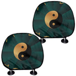 Green And Gold Chinese Zodiac Print Car Headrest Covers