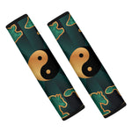Green And Gold Chinese Zodiac Print Car Seat Belt Covers