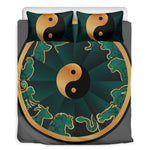 Green And Gold Chinese Zodiac Print Duvet Cover Bedding Set