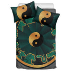 Green And Gold Chinese Zodiac Print Duvet Cover Bedding Set