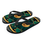 Green And Gold Chinese Zodiac Print Flip Flops