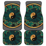 Green And Gold Chinese Zodiac Print Front and Back Car Floor Mats