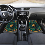 Green And Gold Chinese Zodiac Print Front and Back Car Floor Mats