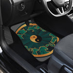 Green And Gold Chinese Zodiac Print Front and Back Car Floor Mats