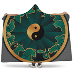 Green And Gold Chinese Zodiac Print Hooded Blanket
