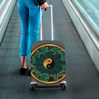 Green And Gold Chinese Zodiac Print Luggage Cover