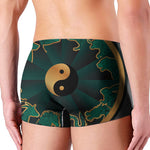 Green And Gold Chinese Zodiac Print Men's Boxer Briefs
