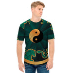 Green And Gold Chinese Zodiac Print Men's T-Shirt
