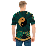 Green And Gold Chinese Zodiac Print Men's T-Shirt