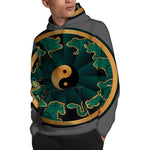 Green And Gold Chinese Zodiac Print Pullover Hoodie