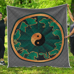 Green And Gold Chinese Zodiac Print Quilt